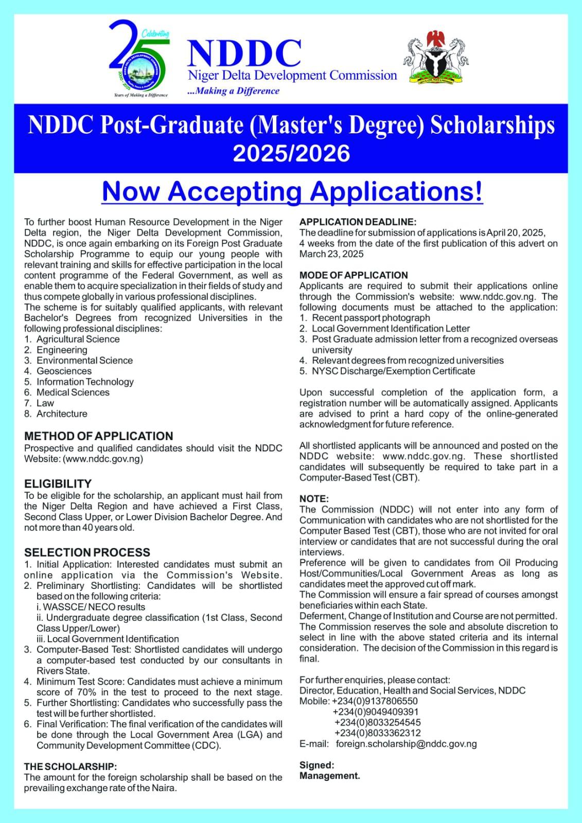 Nigerian medical scholarships 2025